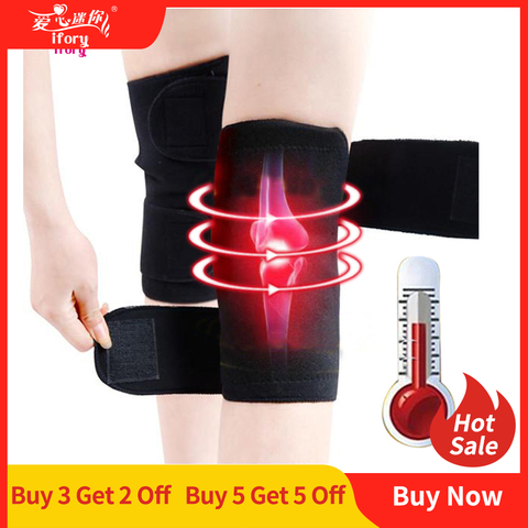 Ifory-rodillera autocalentable de turmalina, soporte ajustable para terapia magnética, masajeador de rodilla, alivia el dolor de piernas, 1 par ► Foto 1/6