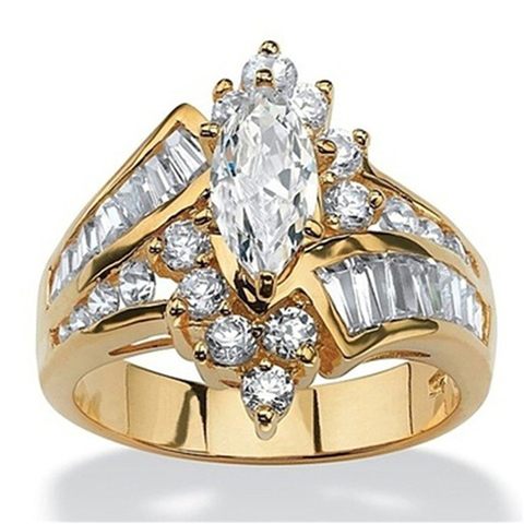 Clásico de lujo blanco Oval anillo de oro CZ propuesta de matrimonio de las mujeres bien regalo de la joyería de moda de fiesta de novia anillo de compromiso ► Foto 1/5