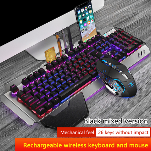 Teclado y ratón inalámbrico K680 para videojuegos, Panel de Metal retroiluminado, recargable, RGB, Kit de teclado resistente al agua ► Foto 1/6