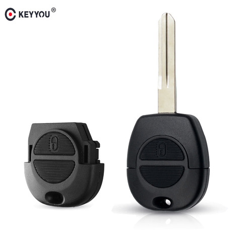 KEYYOU-carcasa de llave a distancia de coche, funda Fob de 2 Botones de buena calidad para Nissan Micra Almera Primera x-trail de repuesto ► Foto 1/5