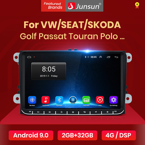 Junsun V1pro 2G + 32G DSP Android9.0 coche reproductor Multimedia Radio GPS para Volkswagen VW Passat B6 Touran GOLF5 POLO jetta 2 din DVD ► Foto 1/6