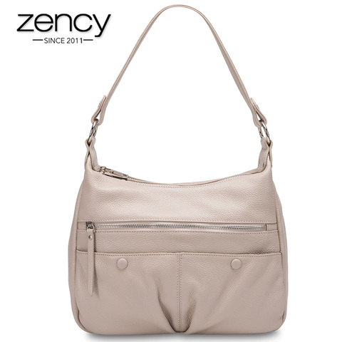 Zency-Bolso de diseñador de piel auténtica para mujer, bandolera de piel auténtica suave, estilo Hobo, cruzado, Beige, para invierno ► Foto 1/6