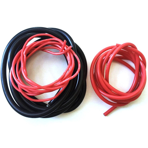 Cable de silicona de 2 metros 8 10 12 14 16 18 20 22AWG, Cable de alambre de sílice blando y resistente al calor de silicona (1 metro rojo + 1 metro negro) ► Foto 1/6