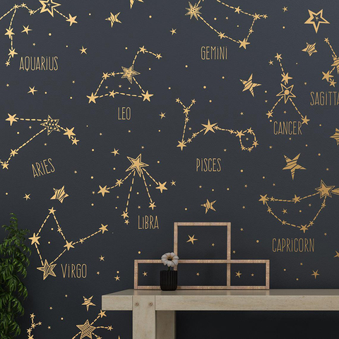 Mano dibujado constelaciones del Zodíaco y estrella calcomanías gran colección de pared pegatinas de vinilo murales decoración de la habitación de envío gratuito 2152 ► Foto 1/6