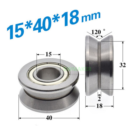 1 Uds. Rueda de rodamiento de LV202-40 de 15*40*18mm, polea de ranura de serie V LV, rodillo de metal de diámetro interior de 4cm/rueda de guía de pista ► Foto 1/1