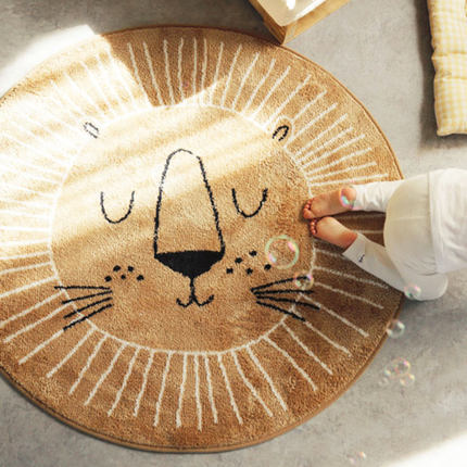 Alfombra nórdica de dibujos animados para niños y bebés, tapete redondo de León, accesorios de fotografía recién nacido, sala de estar ► Foto 1/5