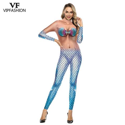 Disfraces sexys de VIP FASHION para mujer, trajes de princesa de sirena con escala de pez brillante, Cosplay divertido 3D desnuda, novedad de 2022 ► Foto 1/6