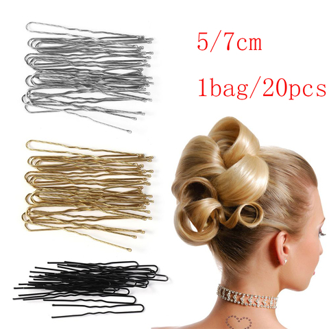 Horquilla en forma de U de 20 piezas de 5/7cm para el pelo, horquillas, pasador de Metal para mujer, herramientas de modelado, herramienta de peinado nupcial, joyería ► Foto 1/6