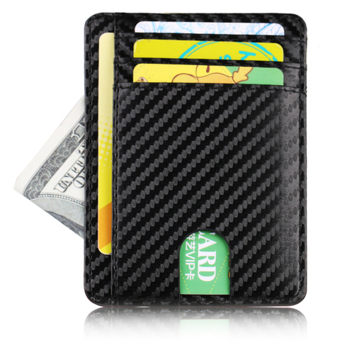 Tarjetero de cuero delgado con bloqueo RFID para hombre y mujer, Mini billetera de negocios para tarjetas bancarias, Bolso pequeño, novedad ► Foto 1/6