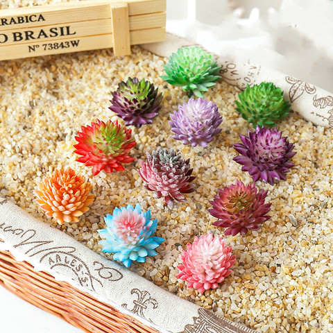 1pc encantadora Artificial suculentas plantas de loto paisaje decorativo Mini Multicolor suculentas falsas planta decoración de jardín ► Foto 1/6