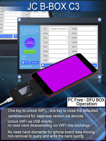 Venta caliente negro tecnología B-BOX púrpura pantalla herramienta para A7-A11 para iPhone y iPad desbloquear WIFI modificar NAND Syscfg datos ► Foto 1/6