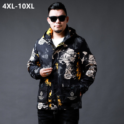 Chaqueta de Ropa de talla grande para hombre, ropa nueva, gabardina 6XL, 7XL, 8XL, 9XL, 10XL, sudadera de camuflaje con capucha suelta, abrigo de carga de otoño ► Foto 1/1