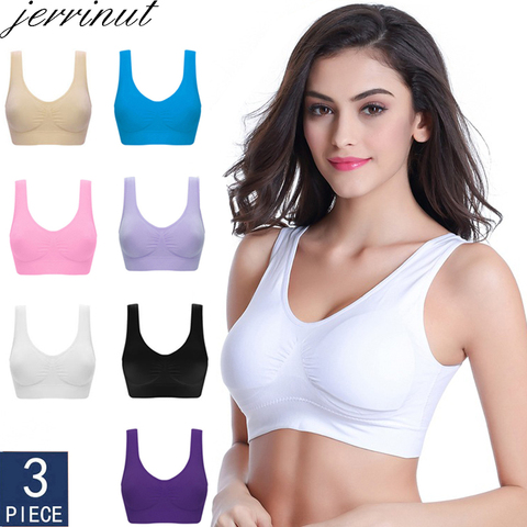 Jerrinut-3 sujetadores deportivos sin costuras ni almohadilla, Push Up, sin tirantes, bralette, para hacer deporte ► Foto 1/6