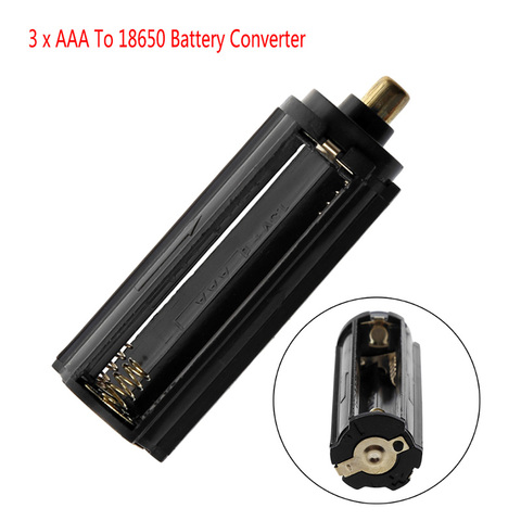 Soporte cilíndrico negro de plástico para batería 3x AAA a 18650, convertidor de batería, caja, adaptador de lámpara, convertidor ► Foto 1/5