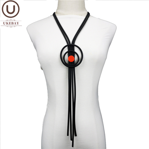 UKEBAY-collar largo con borlas para mujer, joyería de moda, accesorios de madera, colgante gótico extraño, Torque de goma hecho a mano ► Foto 1/6