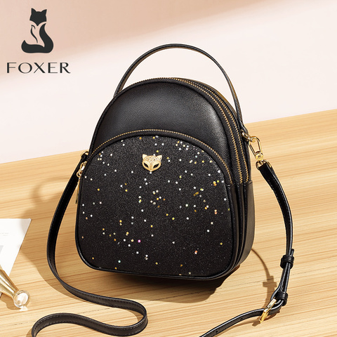 Foxer-Mini bolso cruzado de piel de vaca para mujer, bandolera de hombro multicapa, elegante, de lujo ► Foto 1/6