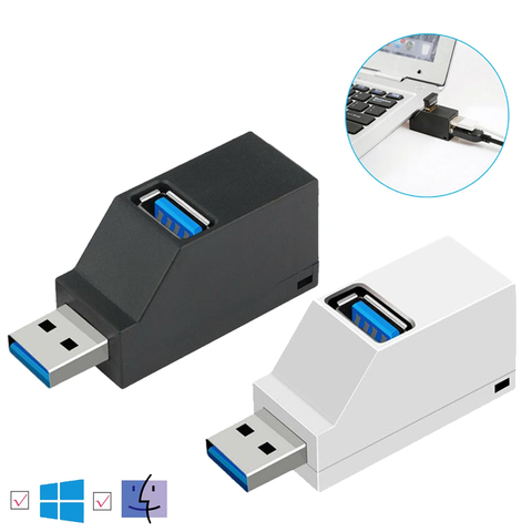 Extensor de adaptador de concentrador USB 3,0/2,0, minidivisor, lector de disco en U de alta velocidad de 3 puertos para PC, portátil, Macbook, accesorios para teléfono móvil ► Foto 1/6
