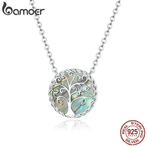 Bamoer-collar con colgante de plata de ley 925 para mujer, collar con colgante de árbol de la vida, regalos profesionales para la salud, joyería para mujer SCN433 ► Foto 1/6