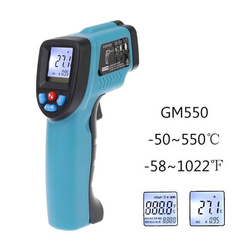 Termómetro infrarrojo de punto láser, pistola de temperatura GM550 Industrial, pirómetro ℃/℉,-50 ~ 550 ℃ /-58 ~ 1022 ℉ ► Foto 1/6