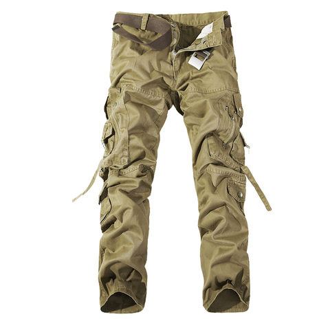 Pantalones Cargo para hombre, pantalón informal verde militar con bolsillos grandes, para exteriores, largos, de alta calidad, 28-42 Plus, 2022 ► Foto 1/6