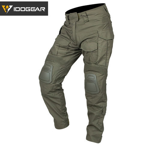 IDOGEAR G3 pantalones de combate con rodilleras Airsoft pantalones tácticos militares CP Gen3 Gama verde CT algodón poliéster ► Foto 1/6