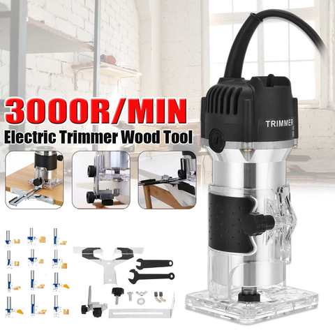 3000Rpm de madera eléctrica Trimmer 800W 110V/220V laminado de madera enrutador de Palma recortadora manual eléctrica borde carpinteros herramienta para trabajar la madera ► Foto 1/6