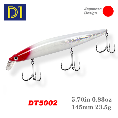 D1 Minnow Wobbler Señuelos de Pesca 2022 de 145mm y 23,5g tres en una bolsa de suspensión de alta calidad Artificial cebo duro mar bajo DT5002 ► Foto 1/6