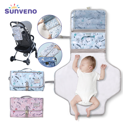 Sunveno-alfombrilla para cambio de bebé, colchón impermeable, lavable, portátil, plegable, cambiante, esterillas reutilizables, almohadilla de viaje para pañales ► Foto 1/6