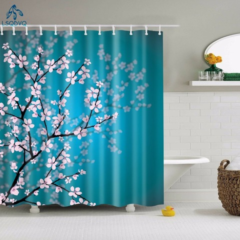 Tela Floral de bambú diente de león hoja de arce Flor de poliéster impermeable cortinas de ducha de baño cortina de baño accesorio de impresión ► Foto 1/6