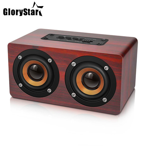 Nuevo Retro de madera Altavoz Bluetooth inalámbrico portátil de madera de Audio de alta fidelidad, apoyo TF carro Bass música estéreo MP3 ► Foto 1/6