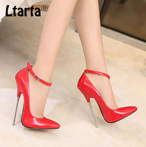 LTARTA-zapatos de tacón superalto de 16cm para mujer, calzado Sexy para discoteca de talla grande, tacones altos para escenario de pasarela, color rojo, WZ-A16 ► Foto 1/6