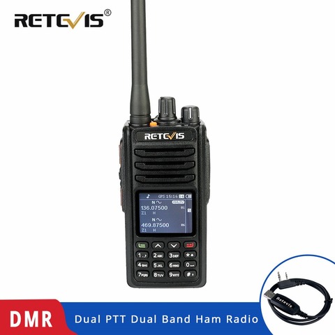 RETEVIS RT52 banda Dual de doble PTT DMR GPS Digital Walkie Talkie Radio de dos vías transceptor de grabación Amateur Radio + cable ► Foto 1/6