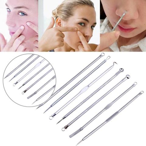 6/4 Uds acero inoxidable, espinillas grano removedor de agujas Blackhead granos, acné Extractor herramienta Kit de limpieza de belleza de la piel Set ► Foto 1/6