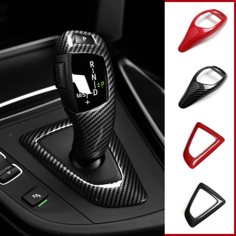 Estilo de fibra de carbono pomo de palanca de cambios funda de botón pegatinas para BMW F20 F30 f10 f32 F25 X5 F15 X6 F16 accesorios interiores ► Foto 1/6