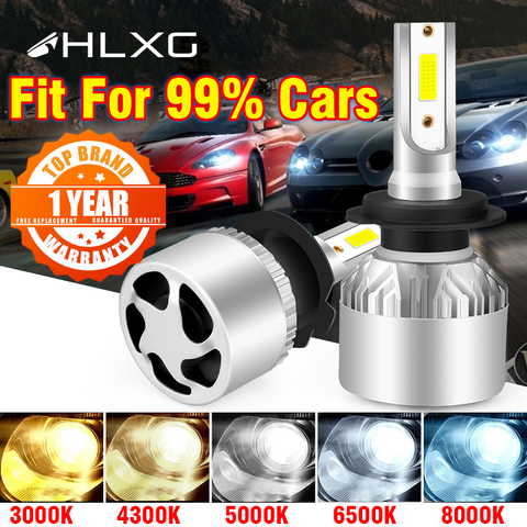 Hlxg H4 LED H7 H11 H8 HB4 H1 H3 9005 HB3 bombillas de faros de automóvil motocicleta 8000LM accesorios del coche 6500K 4300K 8000K luces de niebla ► Foto 1/6