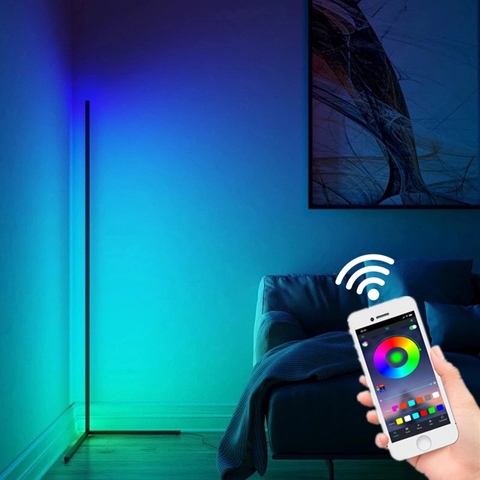 Lámparas Led RGB modernas para el suelo, accesorio de iluminación de esquina con Control de aplicación remota inteligente, luces de pie regulables para cabecera, dormitorio, decoración del hogar ► Foto 1/6