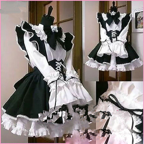 Vestido de dama de honor para Cosplay, traje largo masculino para Cosplay, para Día de entretiempo, animación mundial, cafetería, cafetería, color blanco y negro ► Foto 1/5