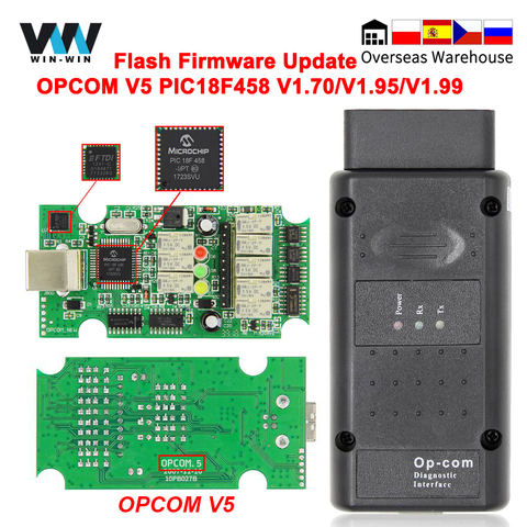 OPCOM V5 para Opel OP COM 1,70 flash actualización de firmware OP-COM 1,95 PIC18F458 FIDI puede autobús OBD OBD2 escáner Coche diagnóstico herramienta Auto ► Foto 1/6