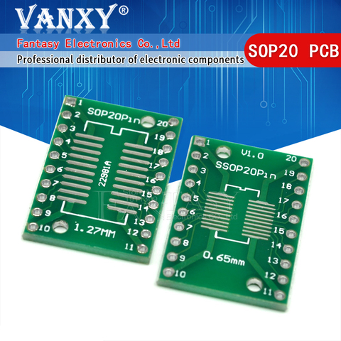 Adaptador de paso de placa de transferencia, 10 Uds., TSSOP20 SSOP20 SOP-20 SOP20 a DIP20 PCB ► Foto 1/4