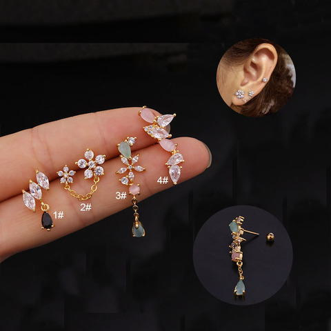 Nueva Flor de estilo coreano oreja Piercing para cartílago de hélice pendiente aro helicoidal trago pendiente, joyería Piercing ► Foto 1/6