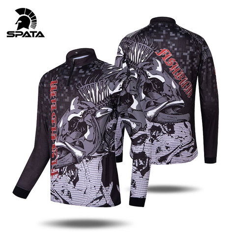 Camisetas de pesca SPATA para hombre, Jersey de manga larga, ropa de pesca deportiva para exteriores, protección solar UV, ropa de pesca de secado rápido, novedad ► Foto 1/6