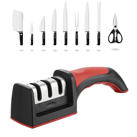 LMETJMA-afilador de cuchillos de 3 etapas, herramienta Manual para afilar cuchillos de cocina, reemplazo de 1 más, para todos los cuchillos KC0319 ► Foto 1/6