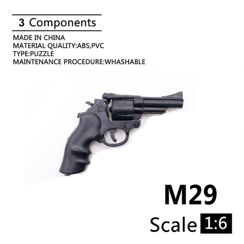 Modelo de pistola Revolver M29 1:6 para figura de acción de 12 pulgadas, accesorio de armas soldado negro de plástico ► Foto 1/6