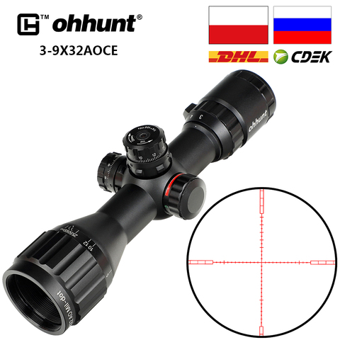 Ohhunt-óptica de caza compacta, retículas de punto medio Mil 1/2, turretes, bloqueo con parasol, mira táctica para Rifle, 3-9x32 AO ► Foto 1/6