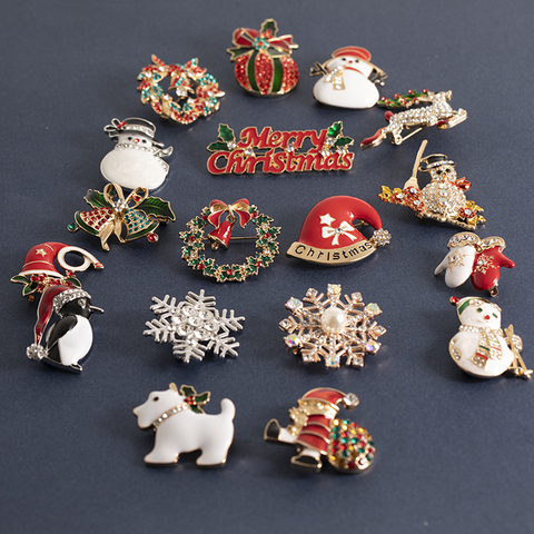 Broches de Navidad para mujer, Pin, lindo sombrero de Papá Noel, muñeco de nieve, guantes, campanas, calcetines, pingüino, caramelo, broche con insignia esmaltada, broche ► Foto 1/6