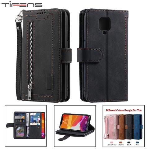 Funda de lujo con cremallera para Xiaomi Redmi Note 9S 9 Pro Max Note9pro Retro de cuero con ranuras para tarjetas libro funda de bolsa de teléfono Coque ► Foto 1/6