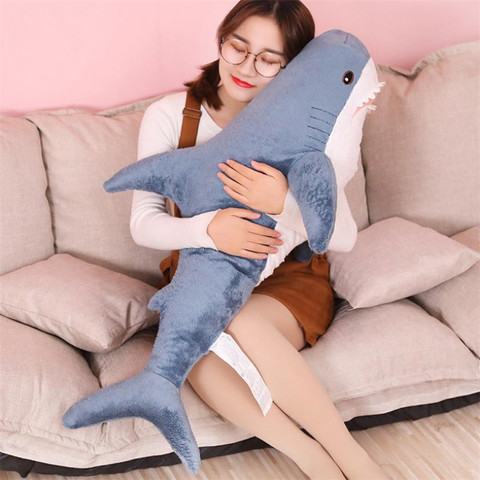 Peluche de tiburón grande de 60/80/100CM, almohada de lectura de animales speelgoed, suave, cojín para regalo de cumpleaños para niños ► Foto 1/5