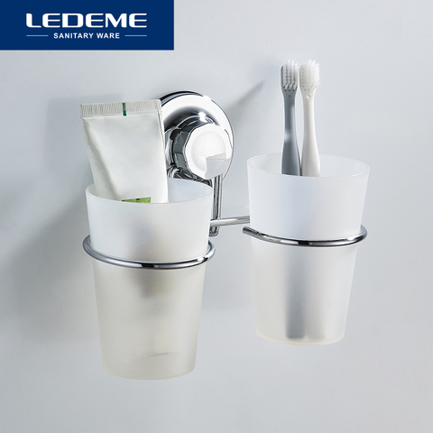 LEDEME-Soporte de doble taza para cepillo de dientes, vaso, vaso, adsorción, soporte para colocar en pared, accesorio de baño, L3708 ► Foto 1/6