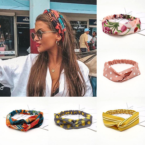 Diademas bohemias con estampado vintage para mujer y niña, turbante cruzado, accesorios para el cabello, para el verano ► Foto 1/6