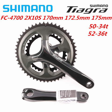 Shimano-manivela para bicicleta de carretera, Tiagra 4700, 10 velocidades, 165mm/170mm/172,5mm, 50-34T, 52-36T, con soporte inferior RS500 ► Foto 1/6